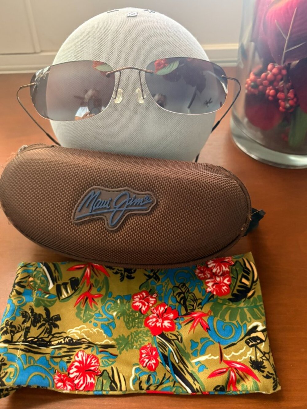 Maui Jim Kapalua Titanium Rimless Sunglasses 57-18-135